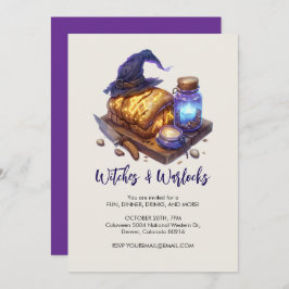 Convite Chapéu de bruxa com pão brilhante, Halloween