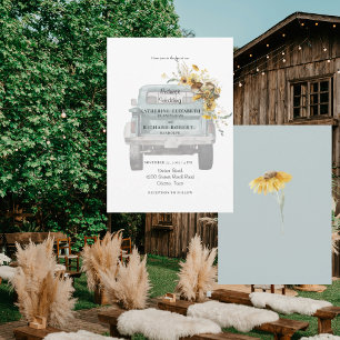 Convite Chapéu de Cowboy de Casamento Sunflower Turquesa R