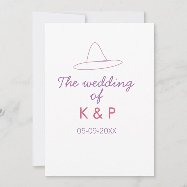 Convite chapéu de cowboy o casamento do casal nome data ro (Frente)