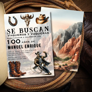 Convite Chapéu de Cowboy Western Espanhol Vaquero 100º Ani