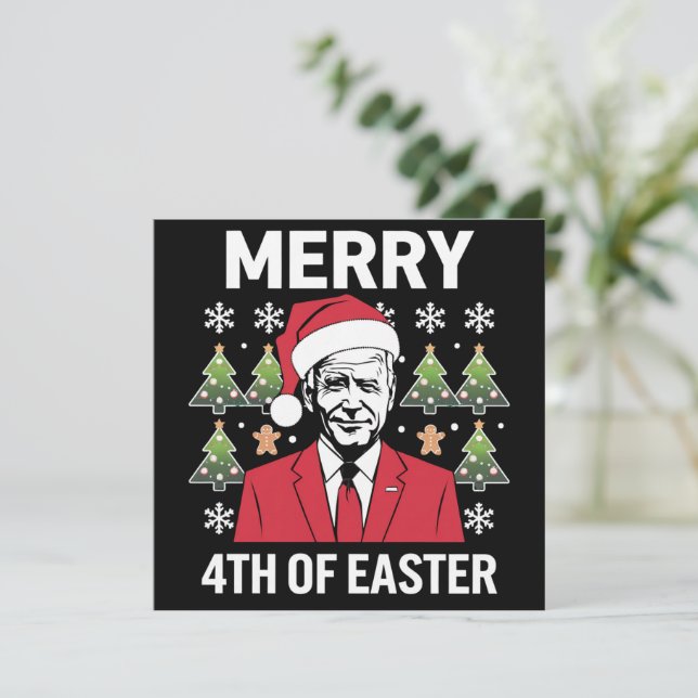 Convite Chapéu de Natal de Joe Biden Feliz Páscoa de 4 de  (Em pé/Frente)