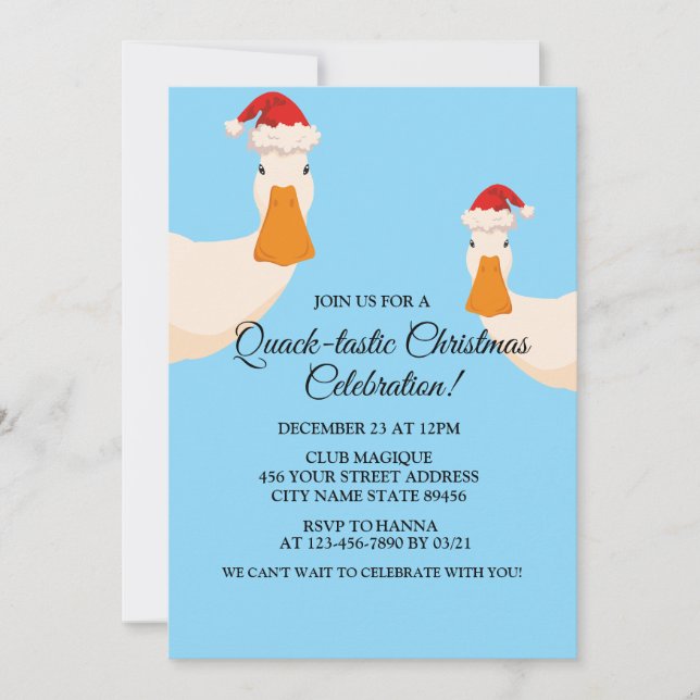 Convite Chapéu de Natal simples pato engraçado e minimalis (Frente)
