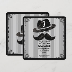Convite Chapéu de Óculos de Bigode de Hipster para Qualque