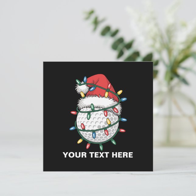 Convite Chapéu de Papai Noel com Bolas de Golfe Personaliz (Em pé/Frente)