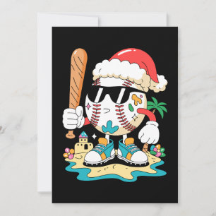 Convite Chapéu de Papai Noel de Beisebol de Natal Bastão P