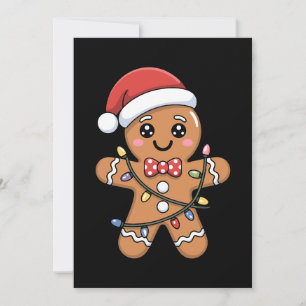 Convite Chapéu de Papai Noel de Pão de Mel de Natal Luzes