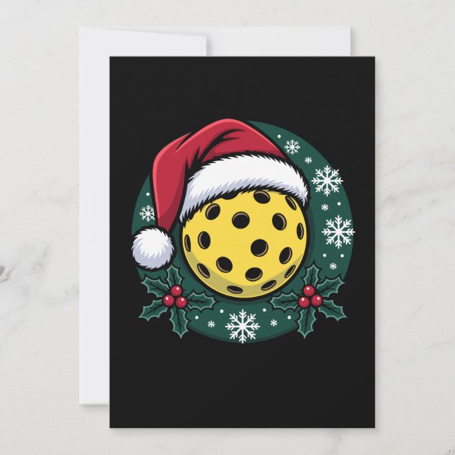 Convite Chapéu de Papai Noel de Pickleball Azevinho Natal  (Frente)