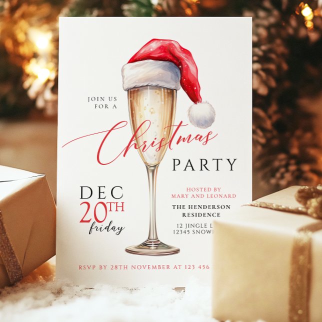 Convite Chapéu de Papai Noel Festa de Natal Festiva (Criador carregado)