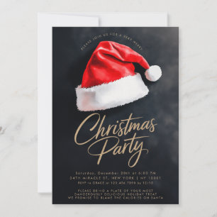 Convite Chapéu de Papai Noel Festivo Preto Festa de Natal