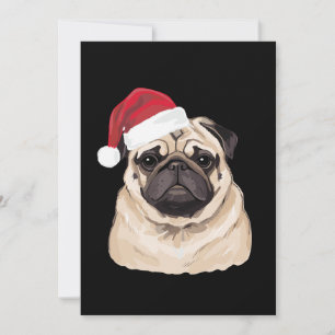 Convite Chapéu de Papai Noel Pug Pugmas Natal Férias