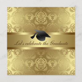 Convite Chapéu Dourado Elegante de Graduação em Preto Cor 