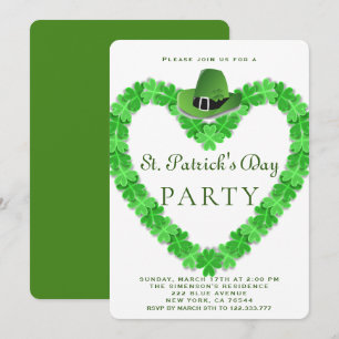 Convite Chapéu Elegante de Trevo Verde Festa St.Patrick  