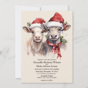 Convite Chapéu Festivo de Papai Noel Vaca Bezerros Casamen