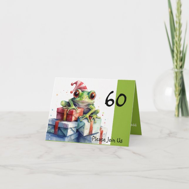 Convite Chapéu listrado de aniversário de feriado do Sapo  (Frente)