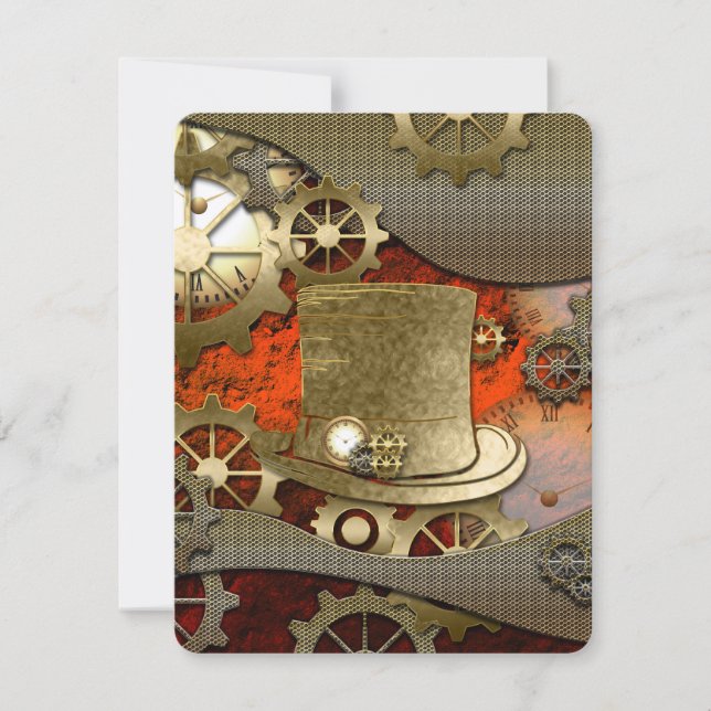 Convite Chapéu maravilhoso da bruxa de Steampunk (Frente)