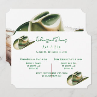 Convite Chapéu Verde de Cowboy no Jantar de Ensaio na Neve