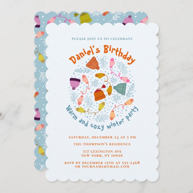 Convite Chapéus e conjuntos de inverno de Mittens (Frente/Verso)