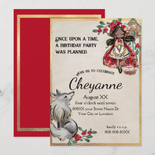 Convite Chapeuzinho Vermelho de Cabelo Preto