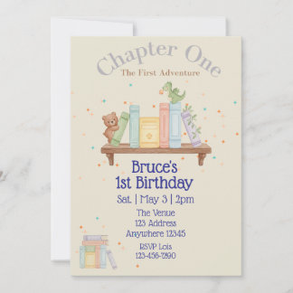 Convite Chapter One, First Adventure, 1st Birthday