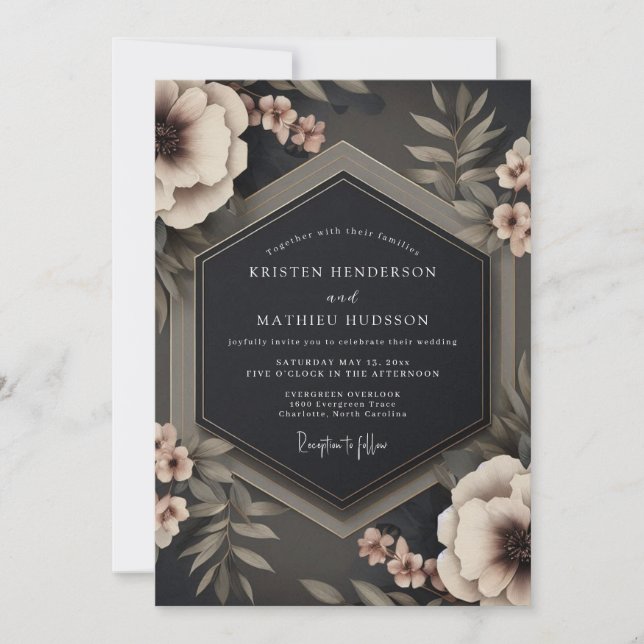 Convite Charcoal Taupe Gloaming Wedding (Frente)