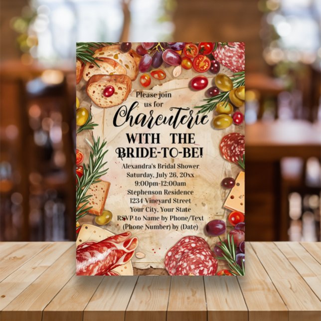 Convite Charcuterie com a noiva para ser Chá de panela (charcuterie with the bride to be bridal shower invitation)