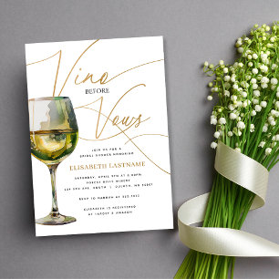 Convite Chardonnay Dourado Vino Antes dos Votos Chá de Noi