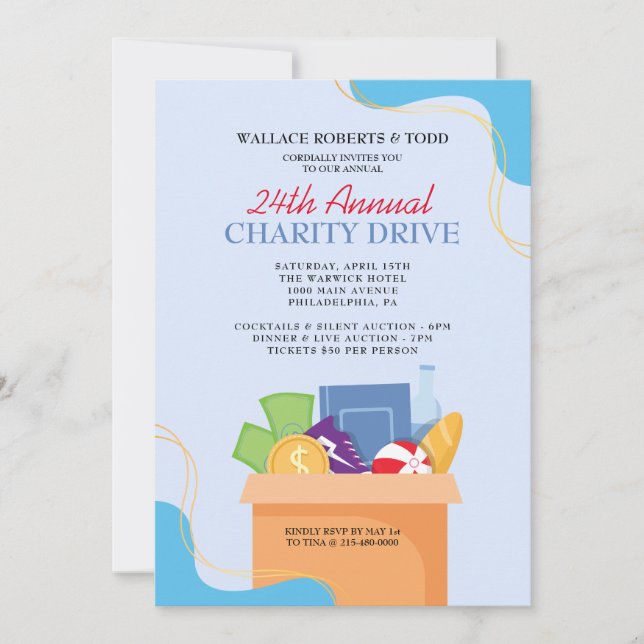 Convite CHARITY DRIVE Lection Corporate Gala Fundraiser (Frente)