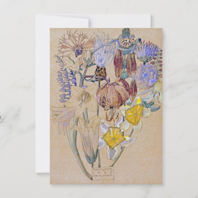 Convite Charles Rennie Mackintosh - Mont Louis - Flor (Frente)