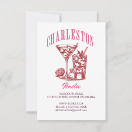 Convite charleston bachelorette cocktail de fim de semana