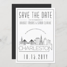 Convite Charleston Wedding Stylized Skyline Salvar a Data