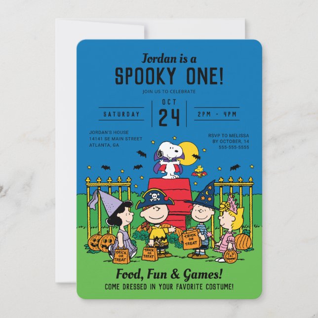 Convite Charlie Brown e Gang Halloween primeiro aniversari (Frente)