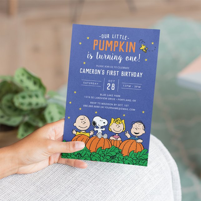Convite Charlie Brown e Gang Pumpkin Primeiro Aniversário (Criador carregado)