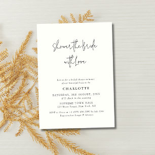 Convite CHARLOTTE Modern Ivory Script Chá de panela