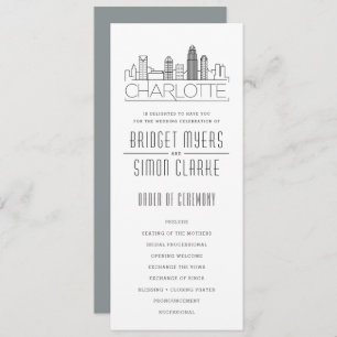 Convite Charlotte Stylized Skyline   Programa Casamento
