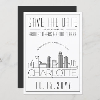 Convite Charlotte Wedding | Skyline Estilizado Salvar a Da
