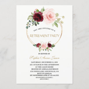 Convite Charm Burgundy Blush, Partido Dourado para Reforma