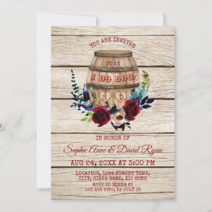 Convite Charm Burgundy Floral Barril de Vinho Eu Faço Chur