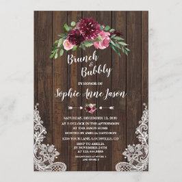 Convite Charm Burgundy Floral Brunbble Chá de panela