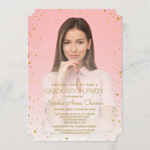 Convite Charm Dourado Sparkle Confetti - Festa de formatur