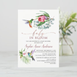 Convite Charm Hummingbird Tropical Flowers Baby in Bloom