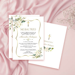 Convite Charm Invitacion De Bautizo Con Flores Baptism