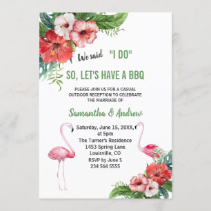 Convite Charm Luau Flamingo Floral I DO DO CHURRASCO Invit