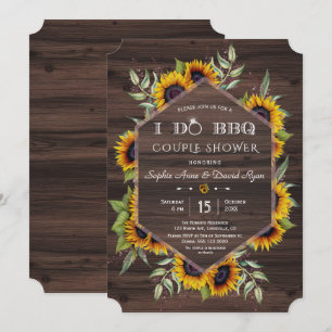 Convite Charm Vintage Sunflower Wood I DO CHURRASCO