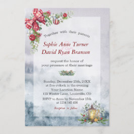 Convite Charm Watercolor Winter Scense Casamento de Natal