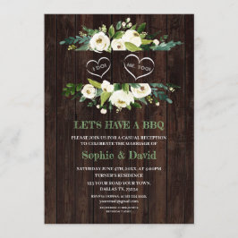 Convite Charm White Floral Frame Barn I DO CHURRASCO