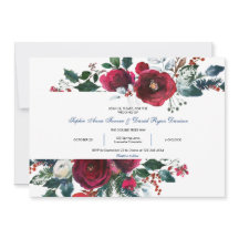 Charm Winter Burgundy Floral Pine Casamento