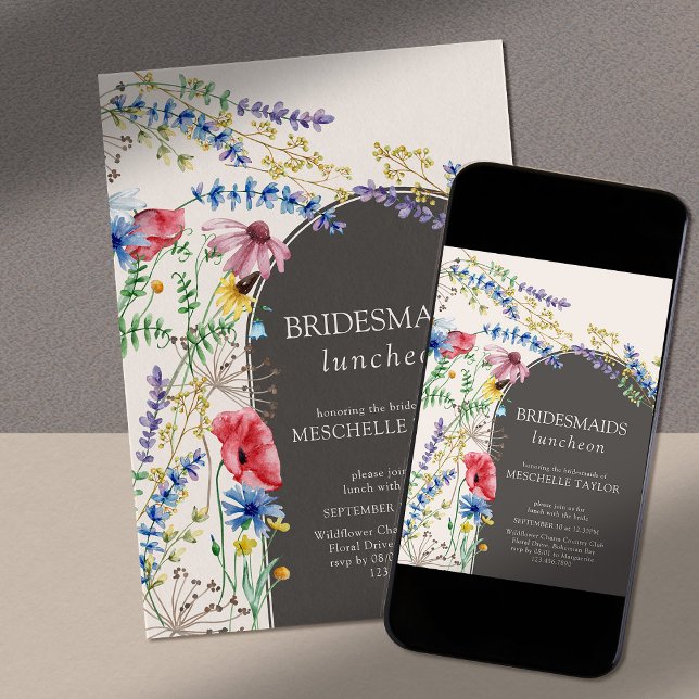 Convite Charme Floral Bridesmaids Luncheids (Modern floral arch invitation for your Bridesmaids Luncheon)