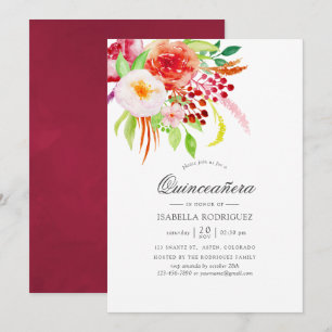 Convite Charme Rústico Vintage Floral Quinceañera