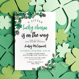 Convite Charme Sortudo no Caminho do Chá de fraldas Verde