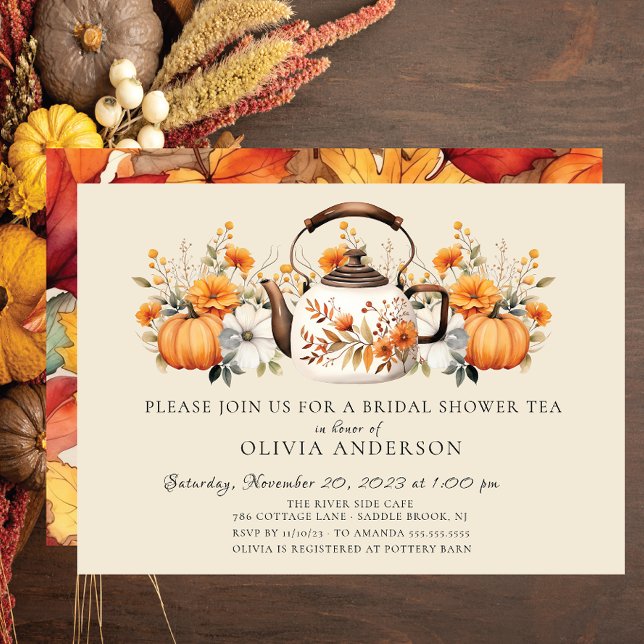Convite Charming Autumn Floral Bridal Tea Party (Criador carregado)